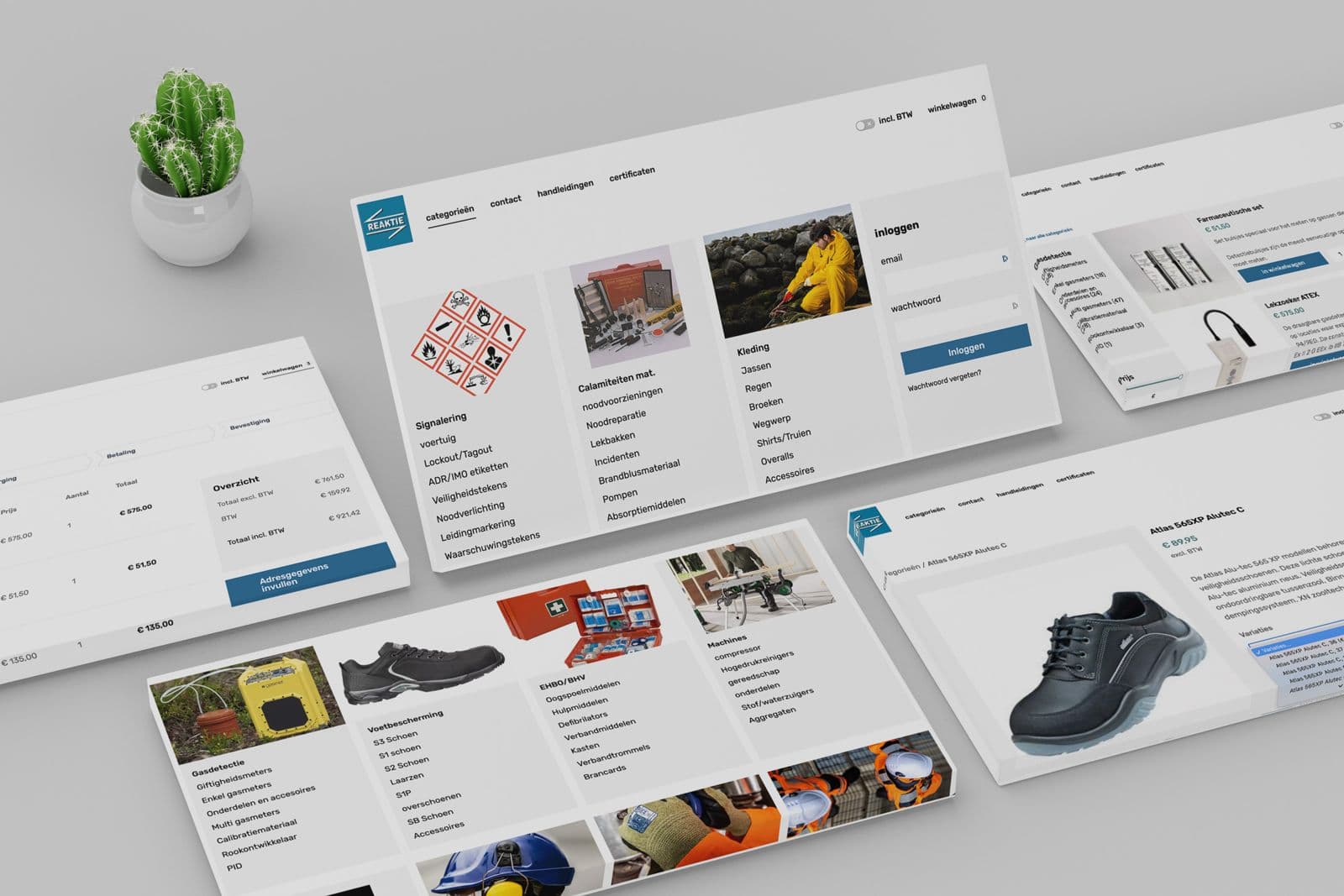 Webshop van Reaktie Safety Shops op meerdere schermen